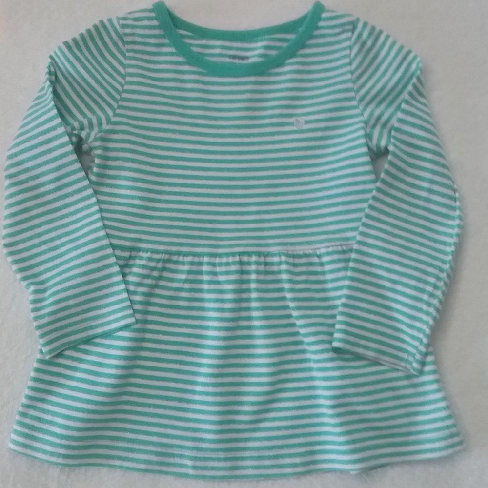 4/$15 Carter's  18 mo. girls dress; soft green & white stripe